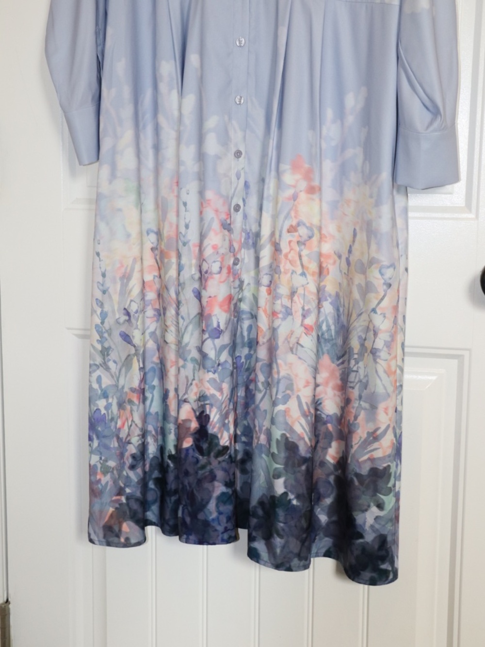NWT Chico's Floral Matte Satin Midi Long Sleeve Shirtdress Dress Size 2.5 - Picture 5 of 16
